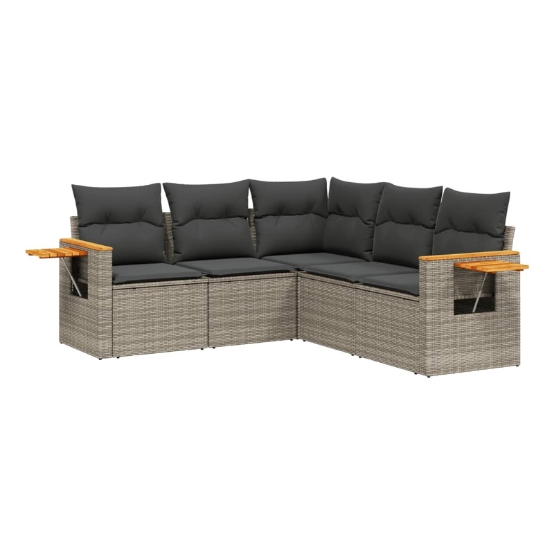 vidaXL 5 Piece Solid Acacia Wood Sofa Set in Gray