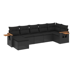 vidaXL 7 Piece Poly Rattan Sofa Set in Black
