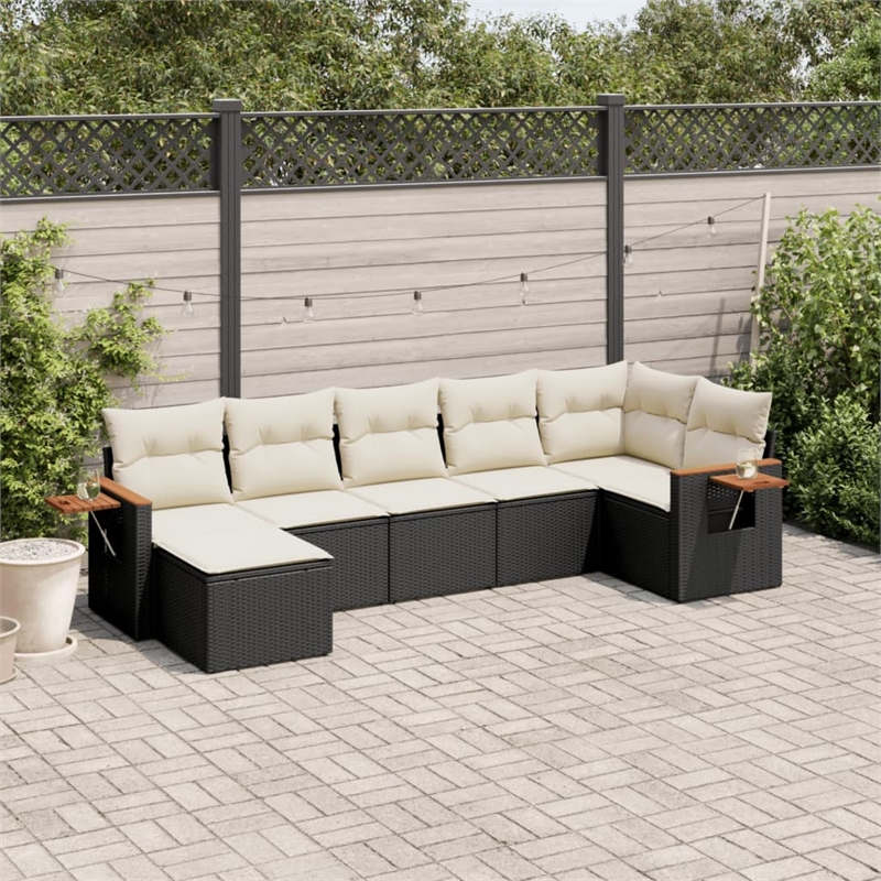 vidaXL 7 Piece Steel Large Sofa Set in Black