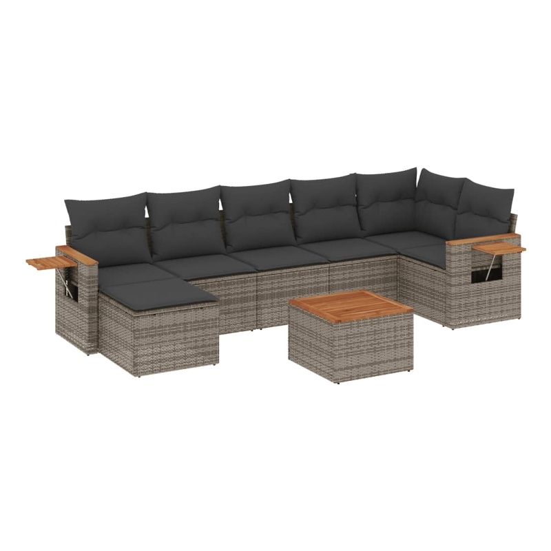 vidaXL Solid Acacia Wood Small Sofa Set in Gray