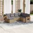 vidaXL 7 Piece Solid Acacia Wood Sofa Set in Beige