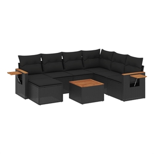 vidaXL 8 Piece Poly Rattan Sofa Set in Black