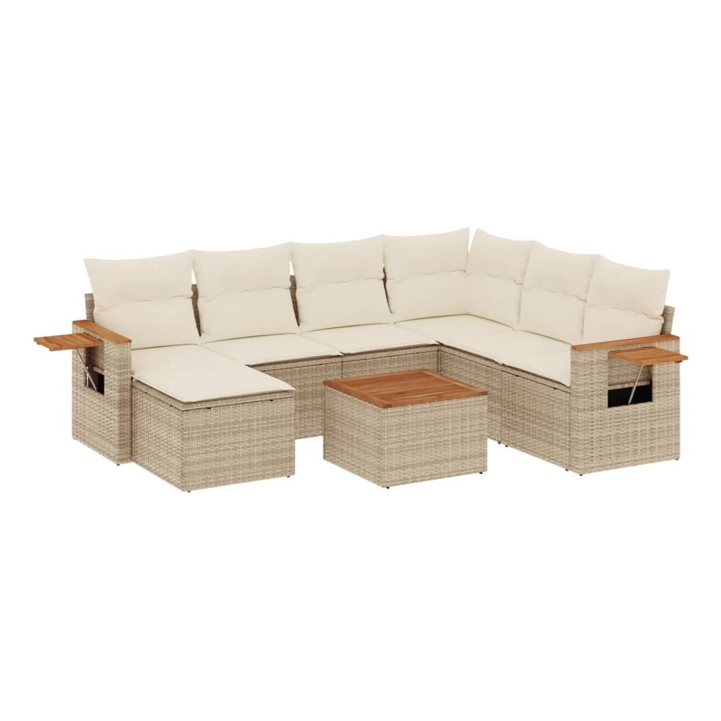 vidaXL 8 Piece Solid Acacia Wood Sofa Set in Beige