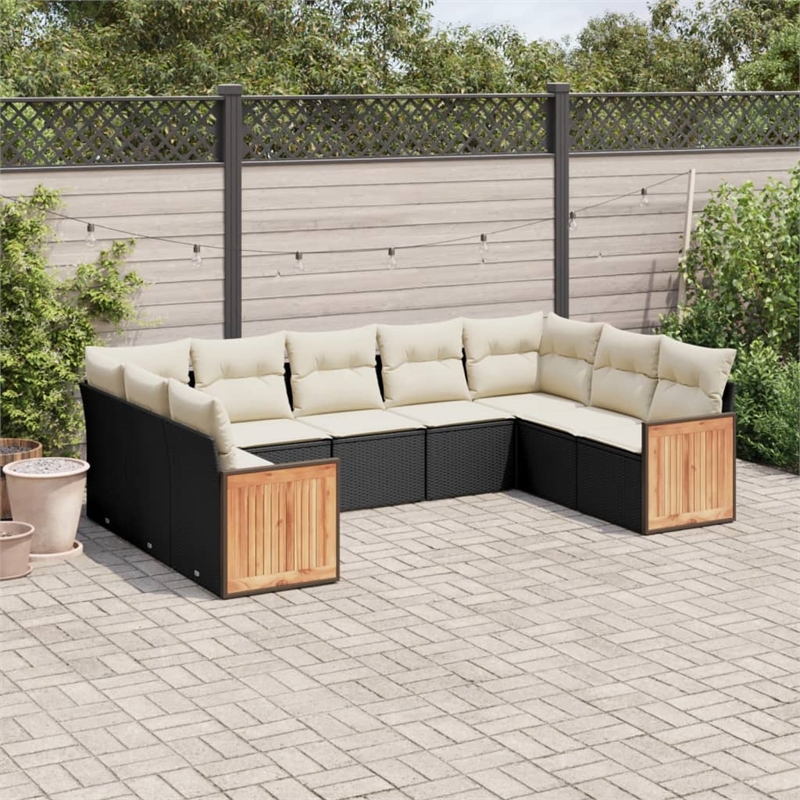 vidaXL 9 Piece Steel Sofa Set in Black/White/Cream