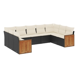 vidaXL 9 Piece Steel Sofa Set in Black/White/Cream