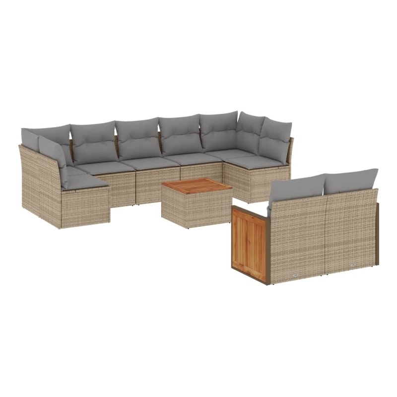vidaXL 10 Piece Steel Sofa Set in Gray/Beige