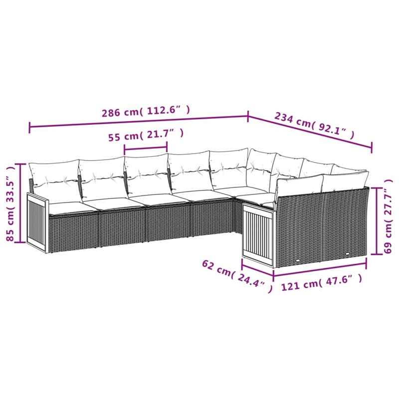 vidaXL 9 Piece Sofa Set in White/Cream/Beige