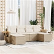 vidaXL 6 Piece Solid Acacia Wood Sofa Set in Beige