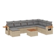vidaXL 9 Piece Solid Acacia Wood Sofa Set in Gray/Beige