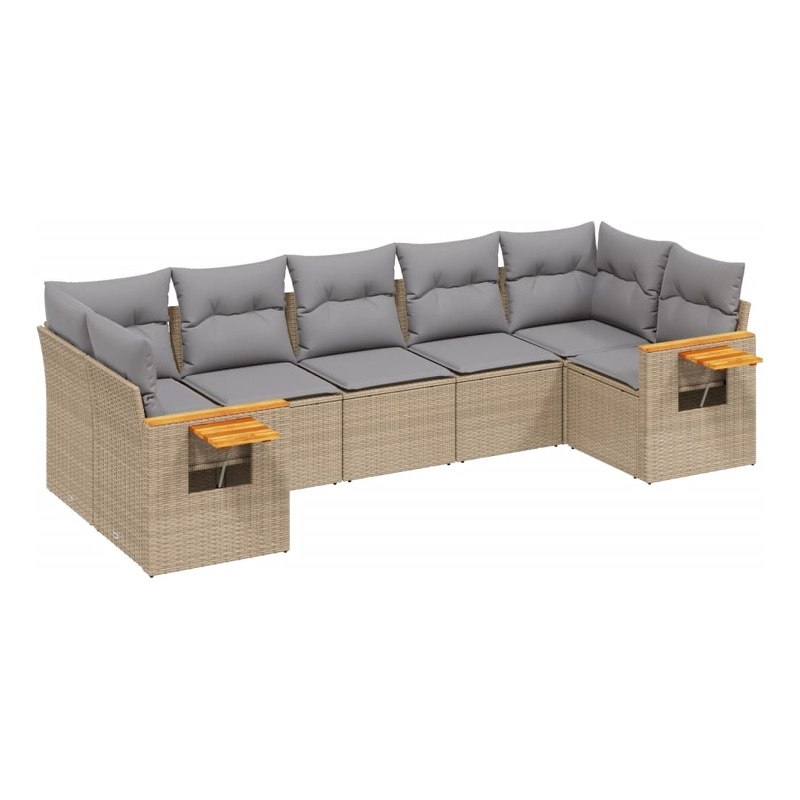 vidaXL 7 Piece Steel Sofa Set in Gray/Beige