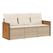vidaXL 3 Piece Poly Rattan Sofa Set in Beige