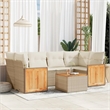 vidaXL 7 Piece Solid Acacia Wood Sofa Set in Beige