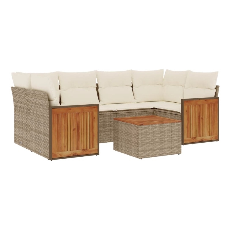 vidaXL 7 Piece Solid Acacia Wood Sofa Set in Beige