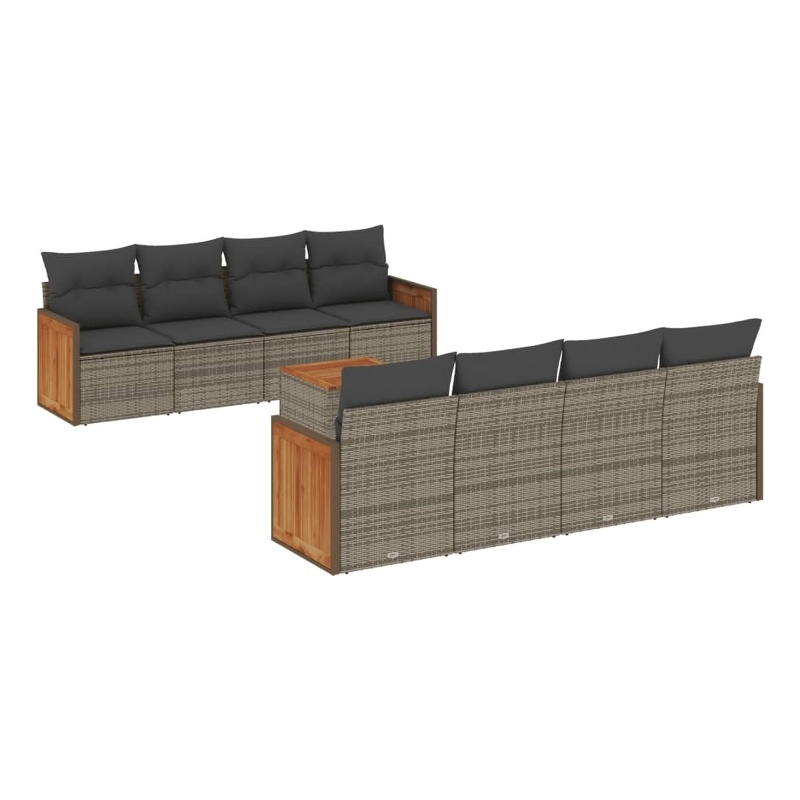 vidaXL 9 Piece Solid Acacia Wood Sofa Set in Gray