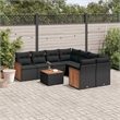 vidaXL 9 Piece Solid Acacia Wood Sofa Set in Black