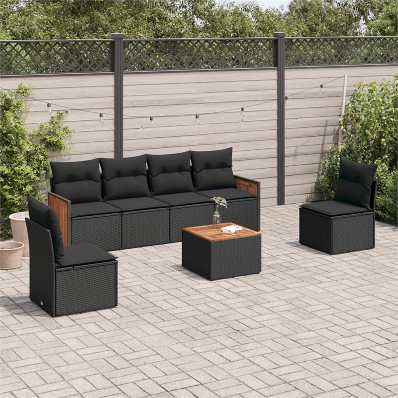 vidaXL 7 Piece Steel Small Sofa Set in Black