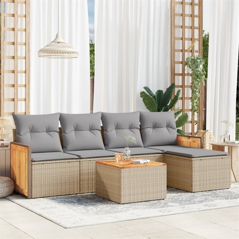 vidaXL 6 Piece Sofa Set in Gray/Beige