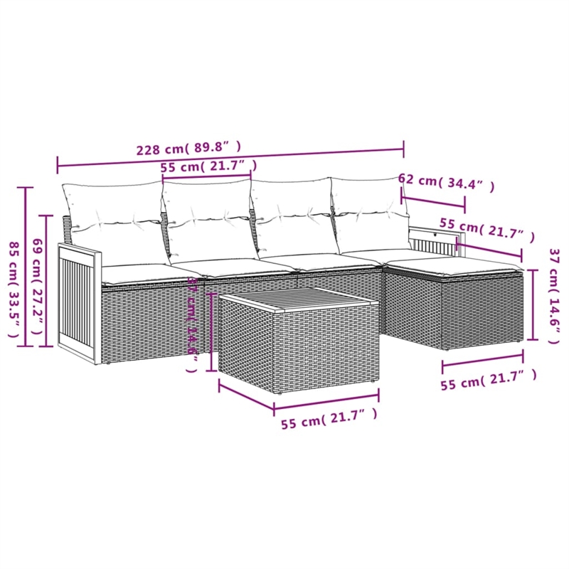 vidaXL 6 Piece Sofa Set in Gray/Beige