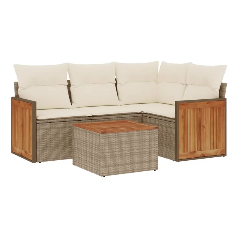 vidaXL 5 Piece Steel Sofa Set in White/Cream/Beige