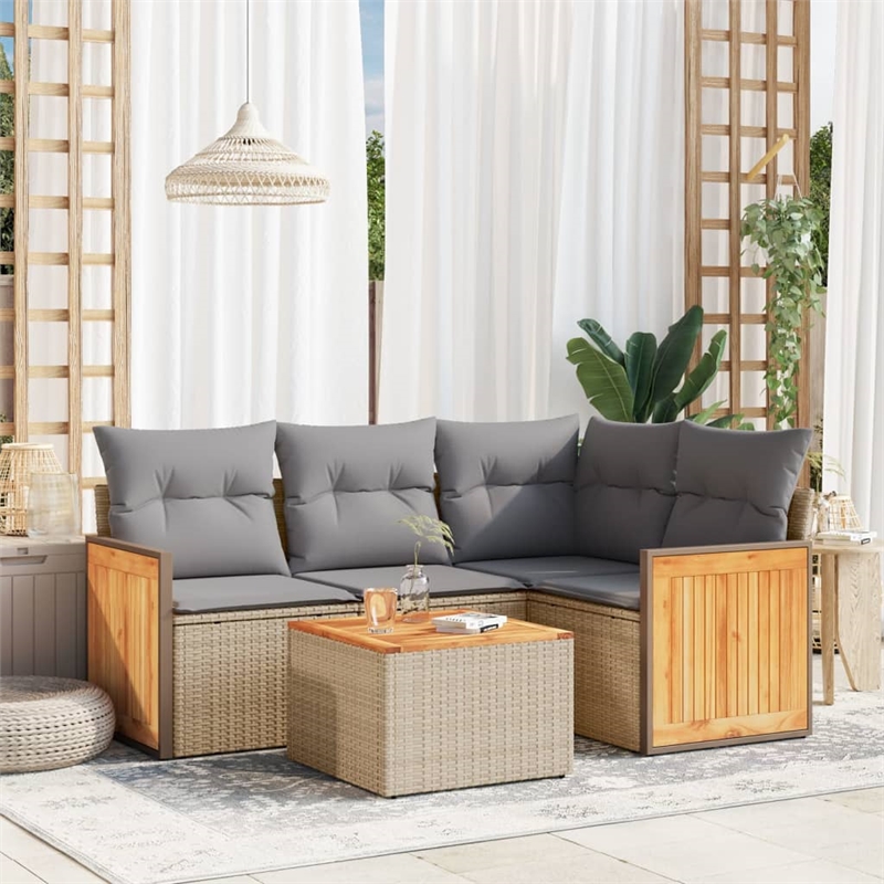 vidaXL 5 Piece Sofa Set in Gray/Beige