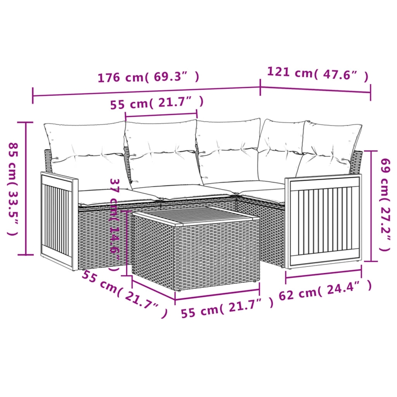 vidaXL 5 Piece Sofa Set in Gray/Beige