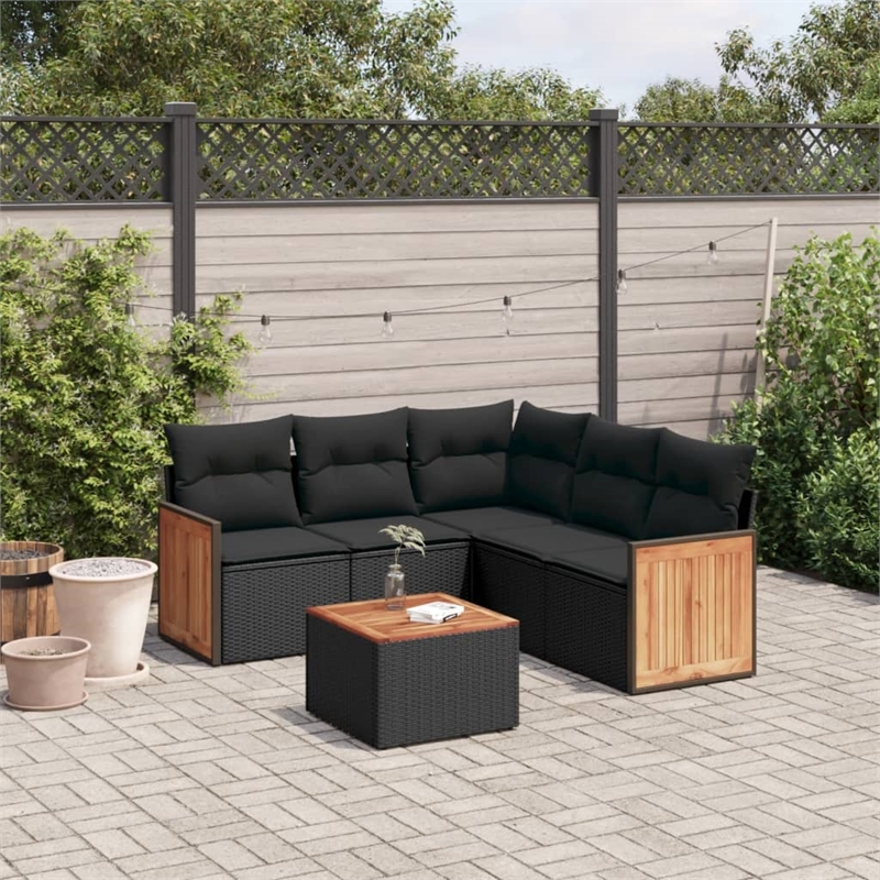 vidaXL Solid Acacia Wood Sofa Set in Black