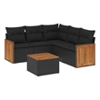 vidaXL Solid Acacia Wood Sofa Set in Black