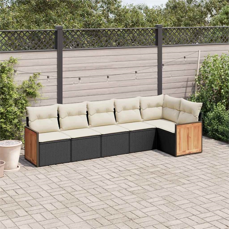 vidaXL 6 Piece Sofa Set in Black/White/Cream