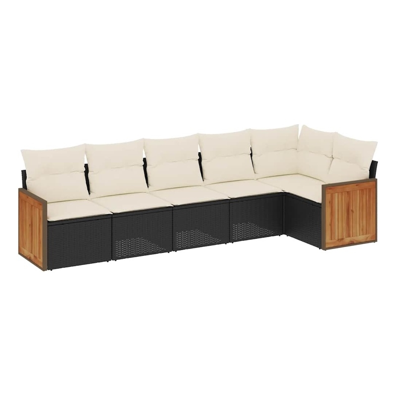 vidaXL 6 Piece Sofa Set in Black/White/Cream