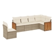 vidaXL 6 Piece Solid Acacia Wood Sofa Set in Beige