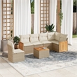 vidaXL 7 Piece Solid Acacia Wood Sofa Set in Beige