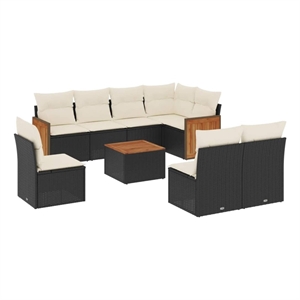 vidaXL 9 Piece Steel Sofa Set in Black/White/Cream