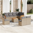 vidaXL 9 Piece Solid Acacia Wood Sofa Set in Gray/Beige