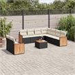 vidaXL 10 Piece Poly Rattan Small Sofa Set in Black/Cream