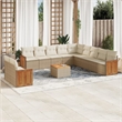 vidaXL 12 Piece Solid Acacia Wood Sofa Set in Beige