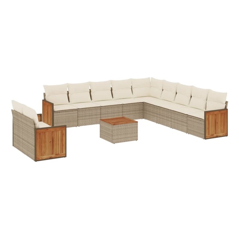 vidaXL 12 Piece Solid Acacia Wood Sofa Set in Beige