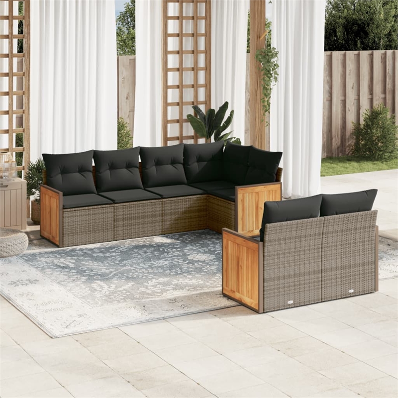 vidaXL Solid Acacia Wood Sofa Set in Gray