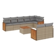 vidaXL 9 Piece Solid Acacia Wood Sofa Set in Beige