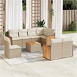 vidaXL 9 Piece Solid Acacia Wood Large Sofa Set in Beige