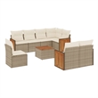 vidaXL 9 Piece Solid Acacia Wood Large Sofa Set in Beige