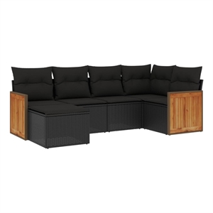 vidaXL 6 Piece Poly Rattan Sofa Set in Black