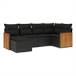vidaXL 6 Piece Poly Rattan Sofa Set in Black