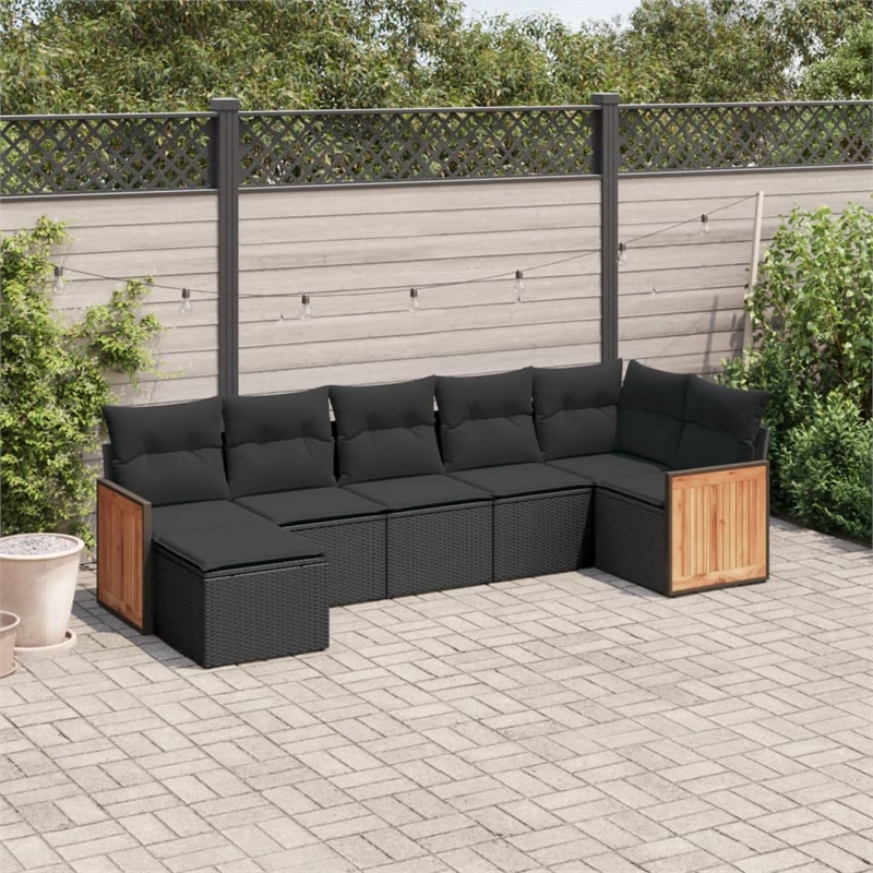 vidaXL 7 Piece Steel Sofa Set in Black