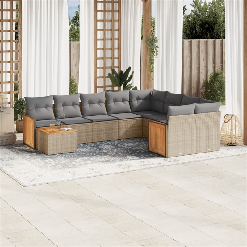 vidaXL 10 Piece Small Sofa Set in Gray/Beige