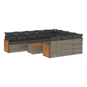 vidaXL 11 Piece Solid Acacia Wood Sofa Set in Gray