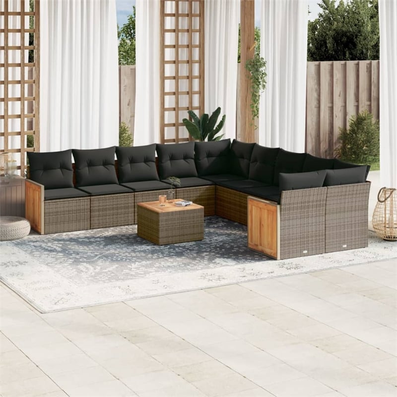 vidaXL Poly Rattan Sofa Set in Gray
