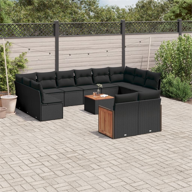 vidaXL 13 Piece Steel Small Sofa Set in Black