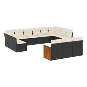 vidaXL 13 Piece Sofa Set in Black/White/Cream