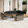 vidaXL 13 Piece Solid Acacia Wood Sofa Set in Gray