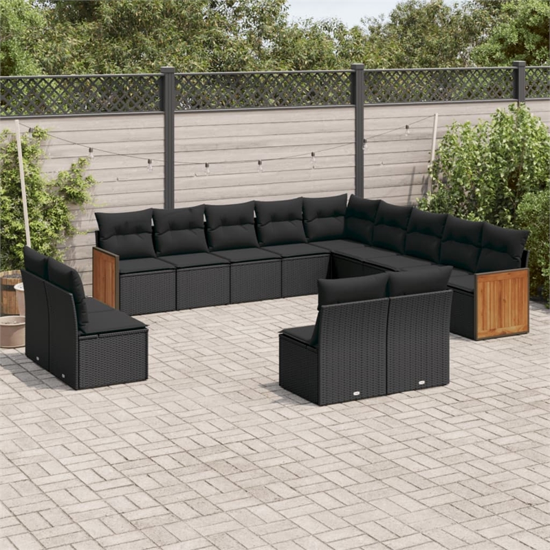 vidaXL Garden Sofa Set in Black